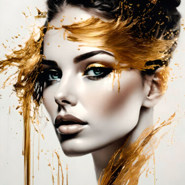 Digital Arts titled "Splashn'Gold No.5" by Ninn, Original Artwork, AI generated image