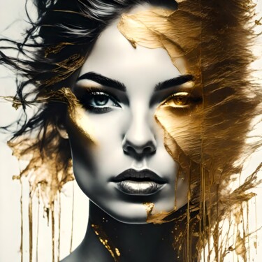 Digital Arts titled "Splashn'Gold No.9" by Ninn, Original Artwork, AI generated image