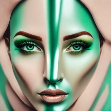Digital Arts titled "Greenish No.2" by Ninn, Original Artwork, AI generated image
