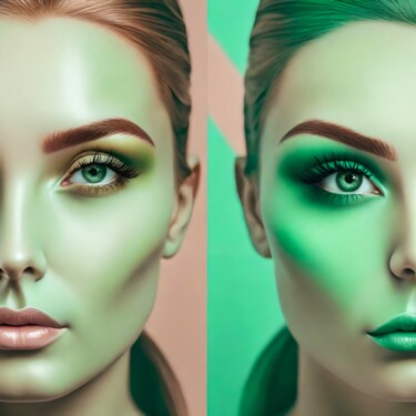 Digitale Kunst getiteld "Greenish No.3" door Ninn, Origineel Kunstwerk, AI gegenereerde afbeelding