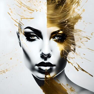 Digital Arts titled "Splashn'Gold No.19" by Ninn, Original Artwork, AI generated image