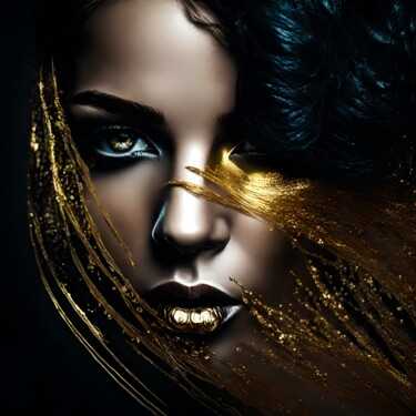 Digitale Kunst mit dem Titel "Splashn'Gold No.20" von Ninn, Original-Kunstwerk, KI-generiertes Bild