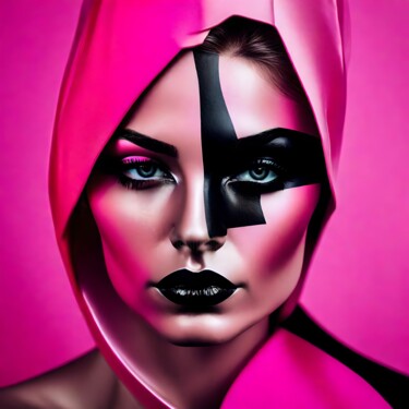 「Pink Power No.7」というタイトルのデジタルアーツ Ninnによって, オリジナルのアートワーク, AI生成画像