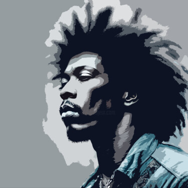 Digital Arts titled "Jimi Hendrix No.1" by Ninn, Original Artwork, AI generated image