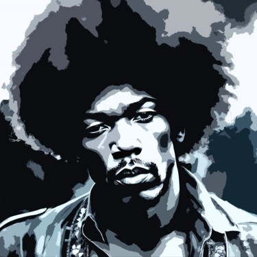Digitale Kunst mit dem Titel "Jimi Hendrix No.4" von Ninn, Original-Kunstwerk, KI-generiertes Bild