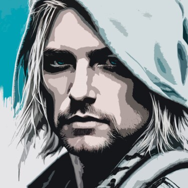 Grafika cyfrowa / sztuka generowana cyfrowo zatytułowany „Kurt Cobain No.2” autorstwa Ninn, Oryginalna praca, Obraz generowa…