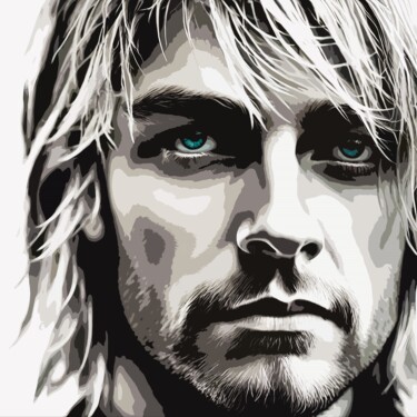 Arts numériques intitulée "Kurt Cobain No.4" par Ninn, Œuvre d'art originale, Image générée par l'IA