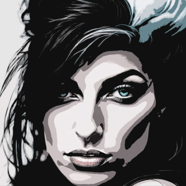 Digitale Kunst getiteld "Amy Winehouse No.1" door Ninn, Origineel Kunstwerk, AI gegenereerde afbeelding