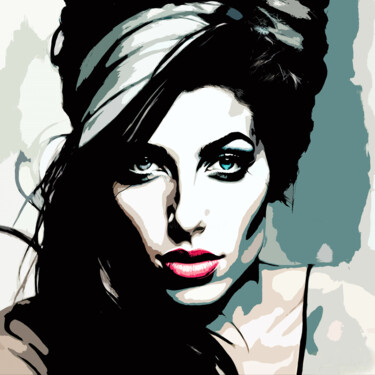 Digitale Kunst getiteld "Amy Winehouse No.6" door Ninn, Origineel Kunstwerk, AI gegenereerde afbeelding