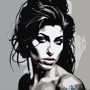 Digitale Kunst mit dem Titel "Amy Winehouse No.7" von Ninn, Original-Kunstwerk, KI-generiertes Bild