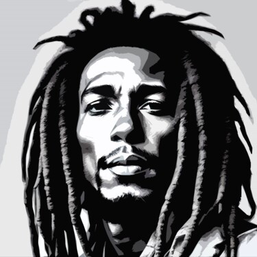Digitale Kunst getiteld "Bob Marley No.1" door Ninn, Origineel Kunstwerk, AI gegenereerde afbeelding