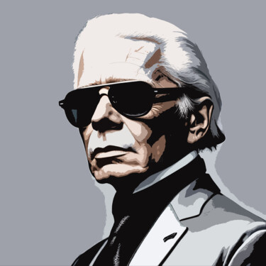 Arts numériques intitulée "Karl Lagerfeld No.1" par Ninn, Œuvre d'art originale, Image générée par l'IA