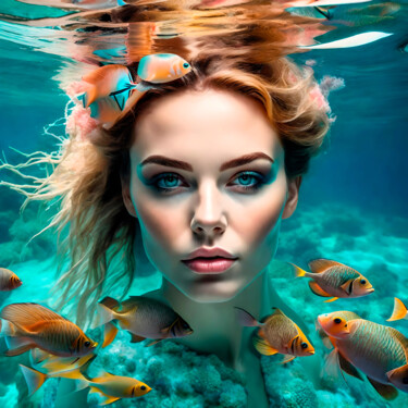 Digital Arts titled "Mermaid No.5" by Ninn, Original Artwork, AI generated image