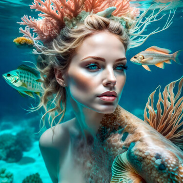 Digital Arts titled "Mermaid No.7" by Ninn, Original Artwork, AI generated image