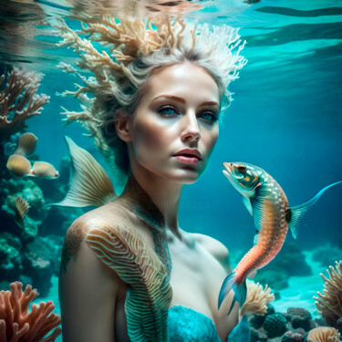 Digital Arts titled "Mermaid No.9" by Ninn, Original Artwork, AI generated image