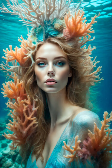 Digital Arts titled "Mermaid No.15" by Ninn, Original Artwork, AI generated image