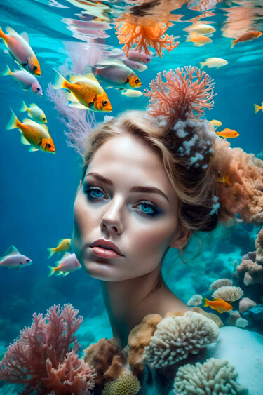 Digital Arts titled "Mermaid No.16" by Ninn, Original Artwork, AI generated image