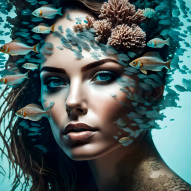 Digital Arts titled "Coralhead No.2" by Ninn, Original Artwork, AI generated image