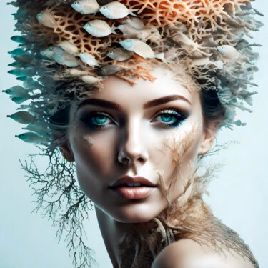 Digital Arts titled "Coralhead No.3" by Ninn, Original Artwork, AI generated image