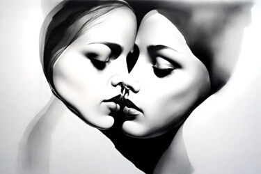 Digitale Kunst mit dem Titel "The Kiss No.2" von Ninn, Original-Kunstwerk, KI-generiertes Bild