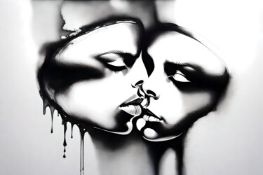 Digitale Kunst mit dem Titel "The Kiss No.4" von Ninn, Original-Kunstwerk, KI-generiertes Bild