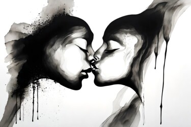 Digitale Kunst mit dem Titel "The Kiss No.6" von Ninn, Original-Kunstwerk, KI-generiertes Bild