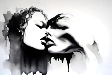 Digitale Kunst mit dem Titel "The Kiss No.7" von Ninn, Original-Kunstwerk, KI-generiertes Bild