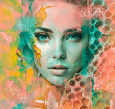 Digital Arts titled "Pink Honey" by Ninn, Original Artwork, Digital Collage
