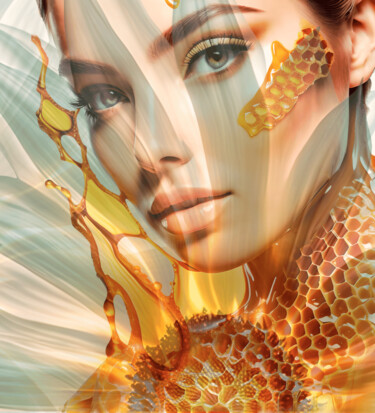 Digital Arts titled "Honeyflower No.2" by Ninn, Original Artwork, Digital Collage