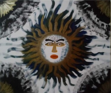 Painting titled "Eclipse lua e sol" by Ninna Otton, Original Artwork, Acrylic
