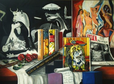 Malerei mit dem Titel "Picasso cubism and…" von Nino Dobrosavljevic, Original-Kunstwerk, Öl