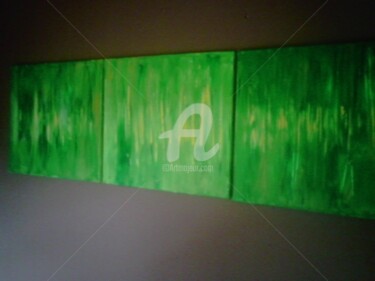 Schilderij getiteld "green pouwer" door Nino Vanhoorneweder, Origineel Kunstwerk, Olie