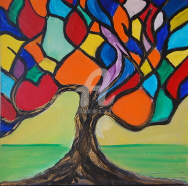 Schilderij getiteld "tree of life" door Nino Vanhoorneweder, Origineel Kunstwerk, Acryl