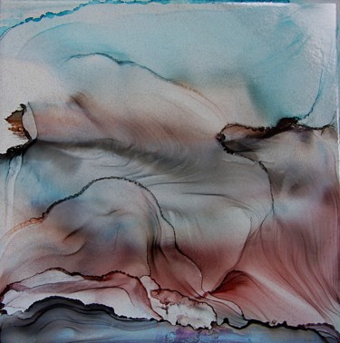 Malerei mit dem Titel "flowing-blue" von Nino Anin, Original-Kunstwerk, Tinte