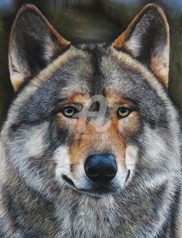Dessin intitulée "Loup" par Ninon Cobergh, Œuvre d'art originale, Pastel