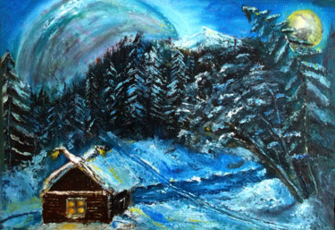 Painting titled "Winter. Not our pla…" by Nina Polunina, Original Artwork, Oil