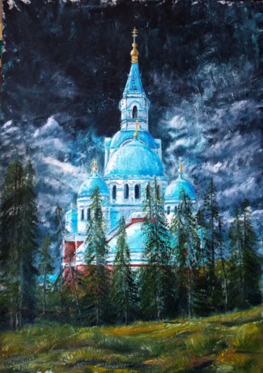 Картина под названием "Valaam Spaso-Preobr…" - Nina Polunina, Подлинное произведение искусства, Масло