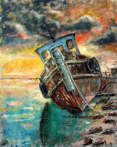 Pittura intitolato "Ship" da Nina Polunina, Opera d'arte originale, Olio