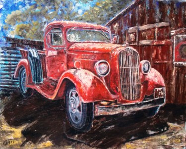 Painting titled "Auto-retro. Dodge" by Nina Polunina, Original Artwork, Oil