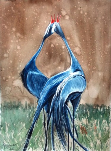Painting titled "Spring dance" by Nina Polunina, Original Artwork, Watercolor