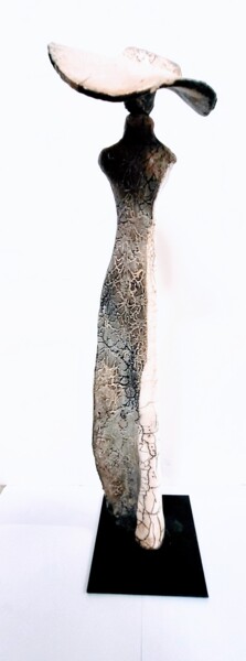 Sculpture titled "sculpture raku dent…" by Marie Juge, Original Artwork, Clay Mounted on Metal