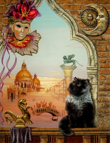 Painting titled "Charly à Venise" by Lucette Philippe Niord, Original Artwork
