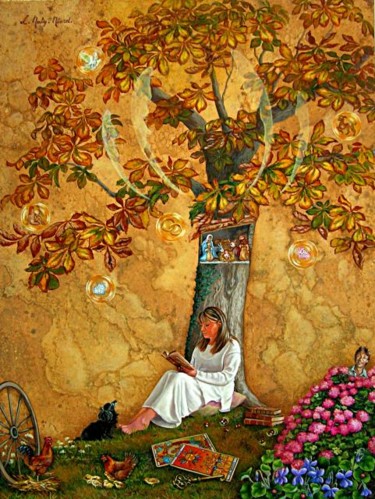 Painting titled "L'Arbre de Vie" by Lucette Philippe Niord, Original Artwork
