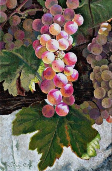 Painting titled "Chasselas rose" by Lucette Philippe Niord, Original Artwork