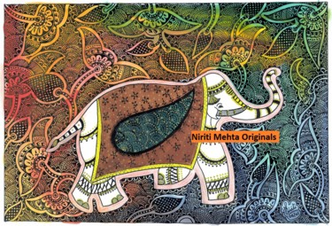 Painting titled "elephant-colour.jpg" by Niriti Mehta Jain, Original Artwork