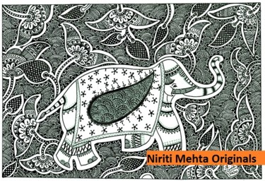 Painting titled "elephant.jpg" by Niriti Mehta Jain, Original Artwork