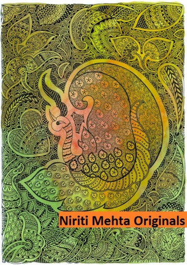 Painting titled "peacock.jpg" by Niriti Mehta Jain, Original Artwork