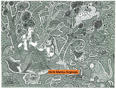 Painting titled "radha-krishna.jpg" by Niriti Mehta Jain, Original Artwork