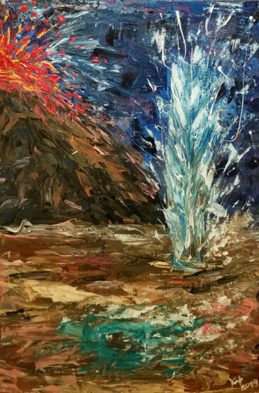 Картина под названием "Breath of the Earth" - Nisekta, Подлинное произведение искусства, Акрил Установлен на Деревянная рама…