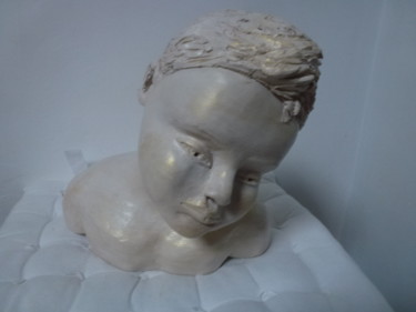 Скульптура под названием "Tête de jeune fille" - Chrysanthou, Подлинное произведение искусства